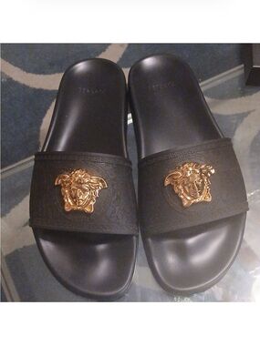 Versace Slide Sandals with Gold Medusa